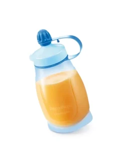 Biegsame Trinkflasche und Löffel PAPU PAPI in babyblau