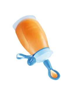 Biegsame Trinkflasche und Löffel PAPU PAPI in babyblau