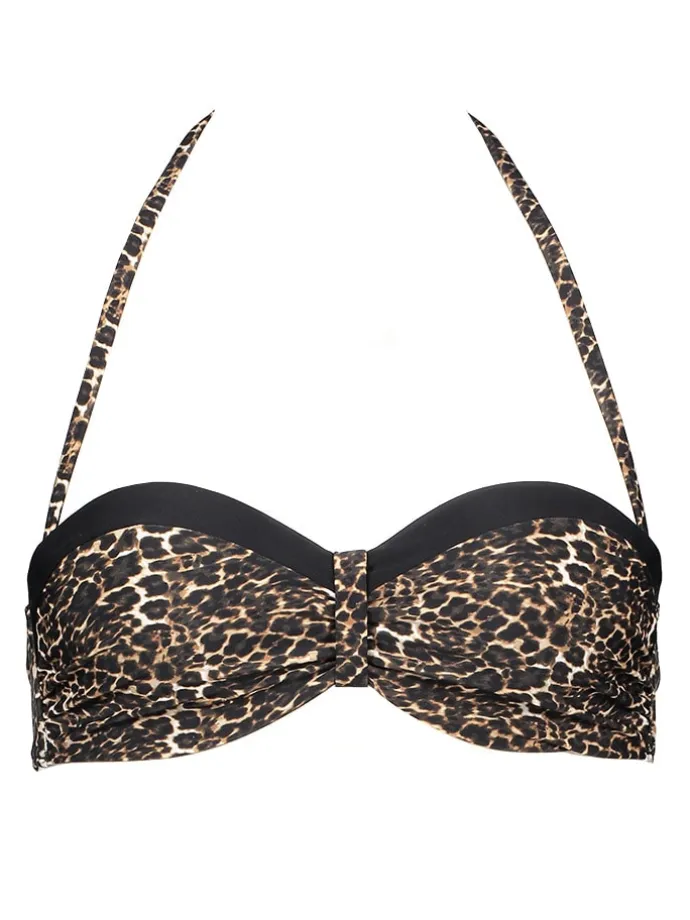 Bikini-Oberteil in Schwarz/ Beige
