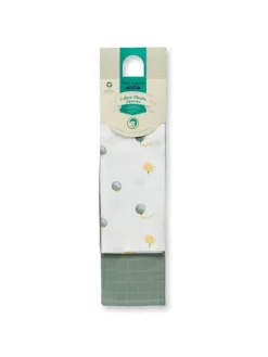 Bio Baby Mulltücher im 2er Pack mit Baumdruck und uni, Modell BIOS