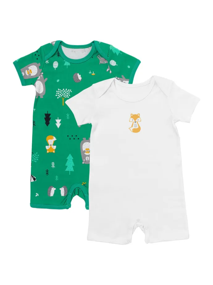 Bio Baby-Strampler kurzarm 2er-Pack in Orange