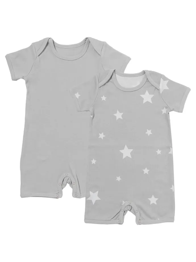 Bio Baby-Strampler kurzarm 2er-Pack in Grau