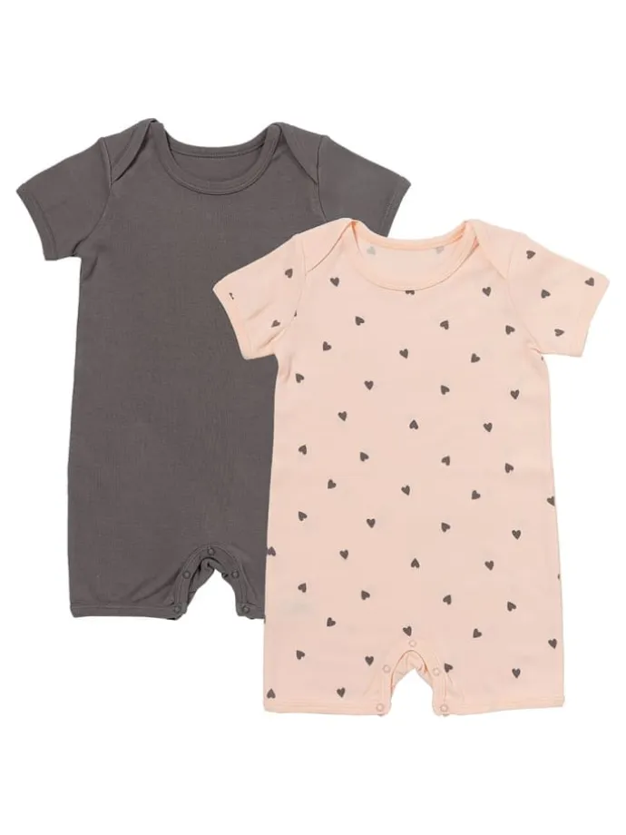 Bio Baby-Strampler kurzarm 2er-Pack in Rosa