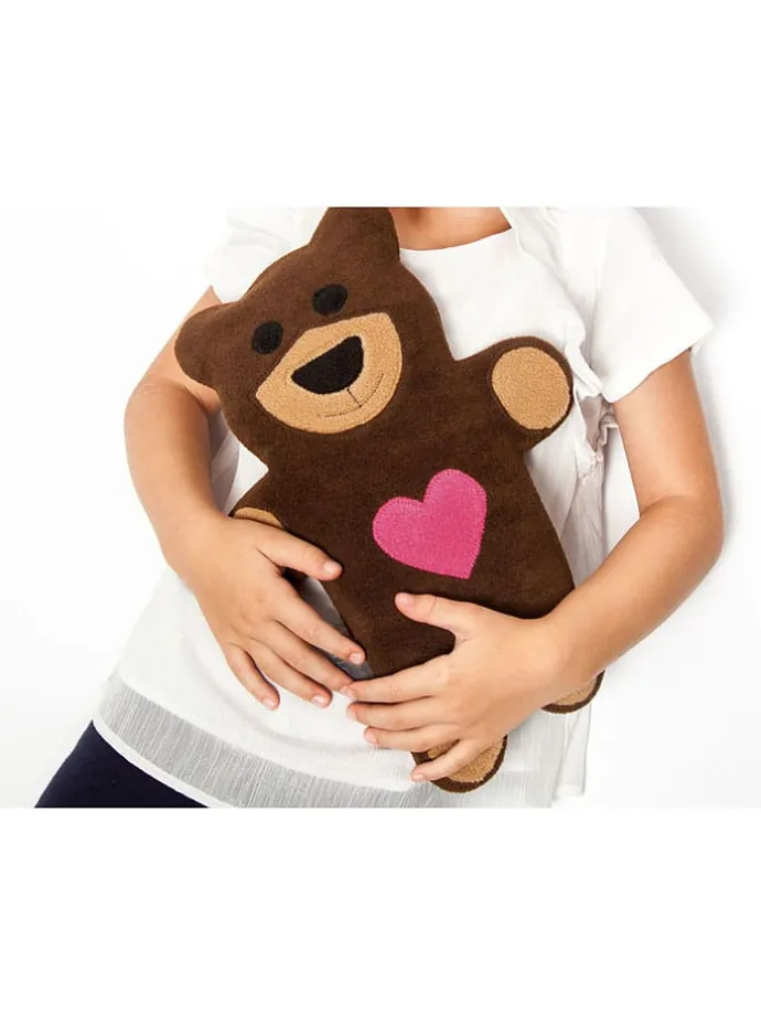 Bio-Körnerkissen "Bär Teddy" in Lila - (L)40 x (B)4 x (H)14 cm