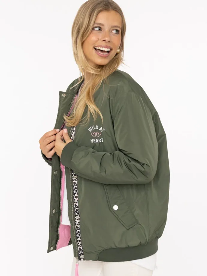 Blouson "Wild At Heart" in Khaki/ Pink