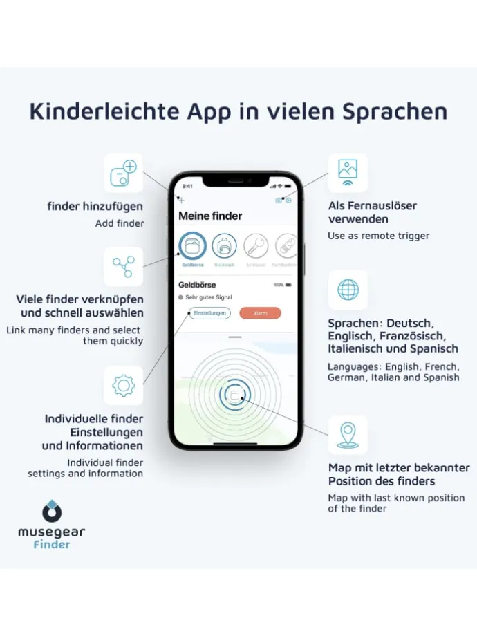Bluetooth-Schlüsselfinder "Finder 2" in hellblau 3er Pack