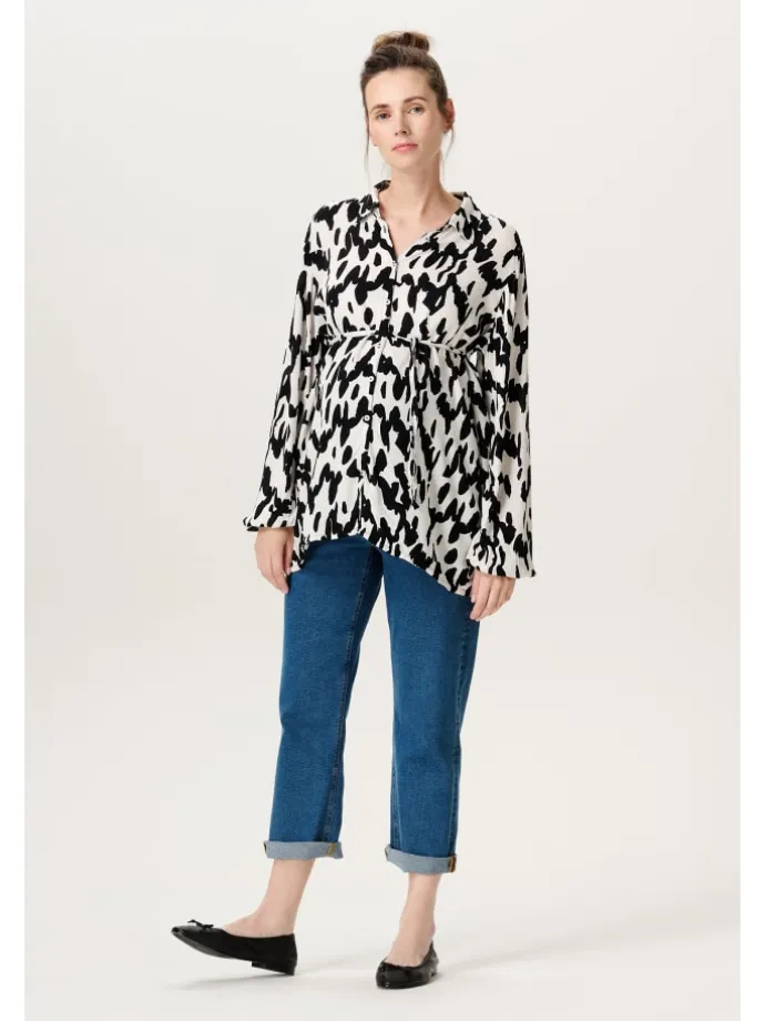 Bluse Esma in Wavy Black Print