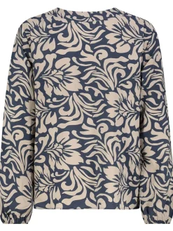 Bluse in Beige/ Blau