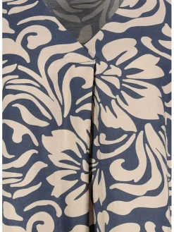 Bluse in Beige/ Blau