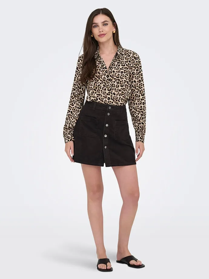 Bluse in Beige/ Schwarz