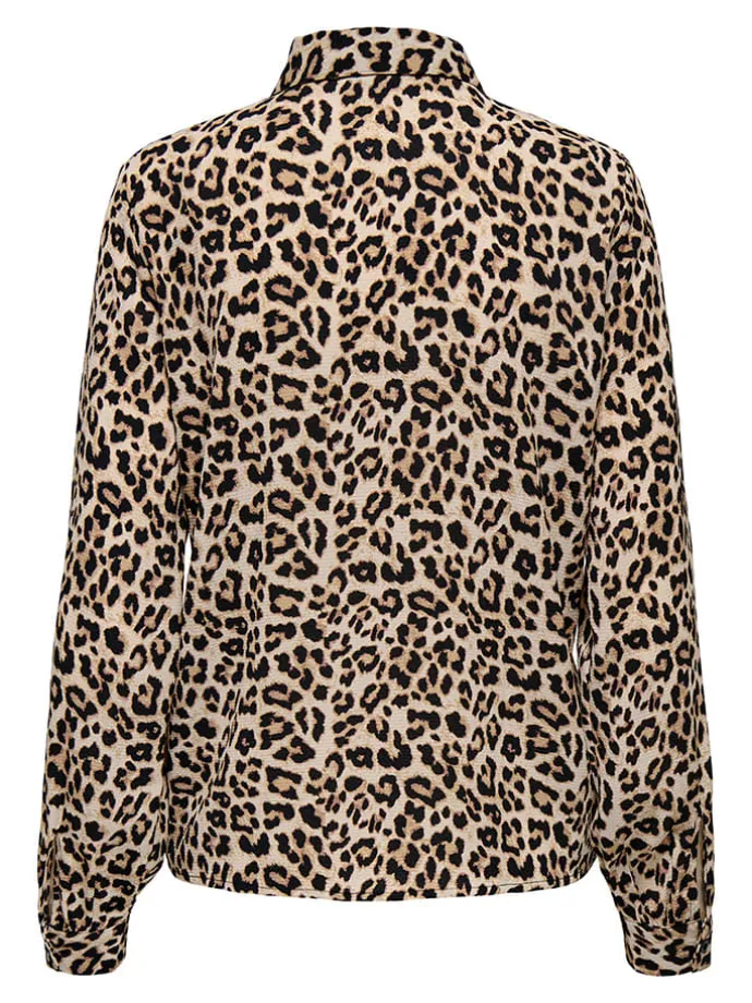 Bluse in Beige/ Schwarz