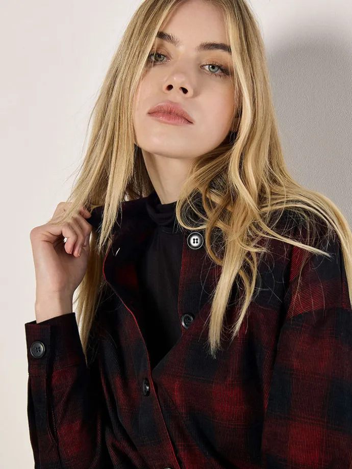 Bluse in Bordeaux/ Schwarz