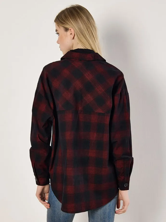 Bluse in Bordeaux/ Schwarz