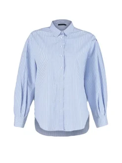 Bluse in Hellblau/ Weiß