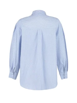 Bluse in Hellblau/ Weiß