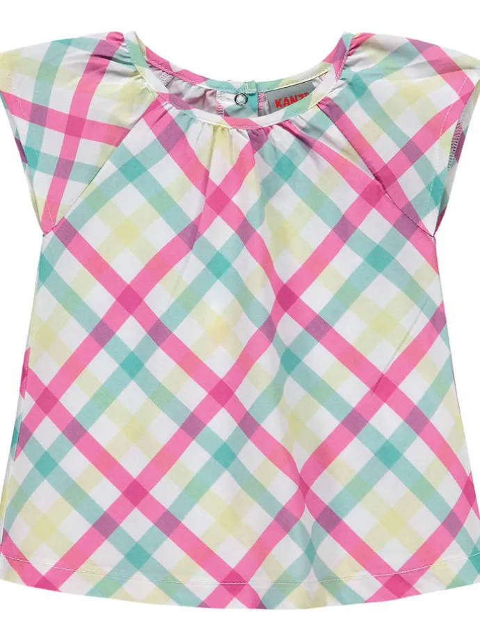 Bluse in Pink/ Grün/ Gelb