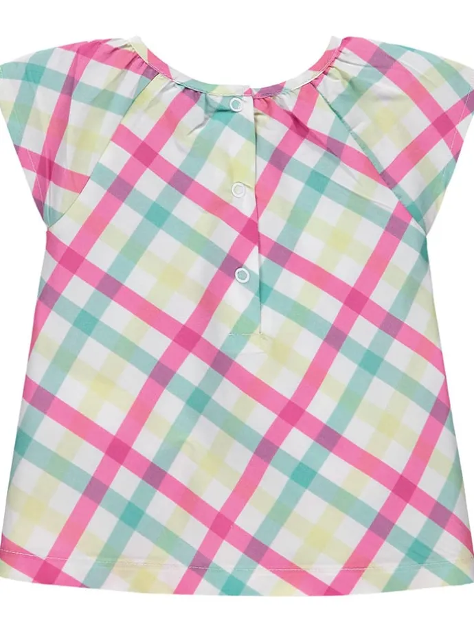 Bluse in Pink/ Grün/ Gelb