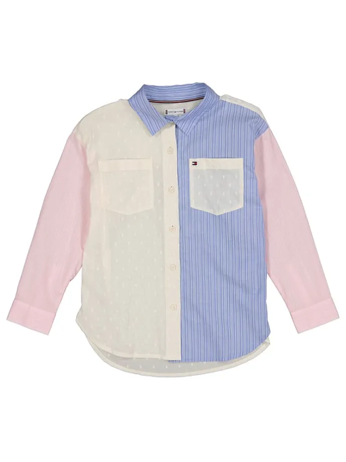 Bluse in Rosa/ Hellblau/ Creme