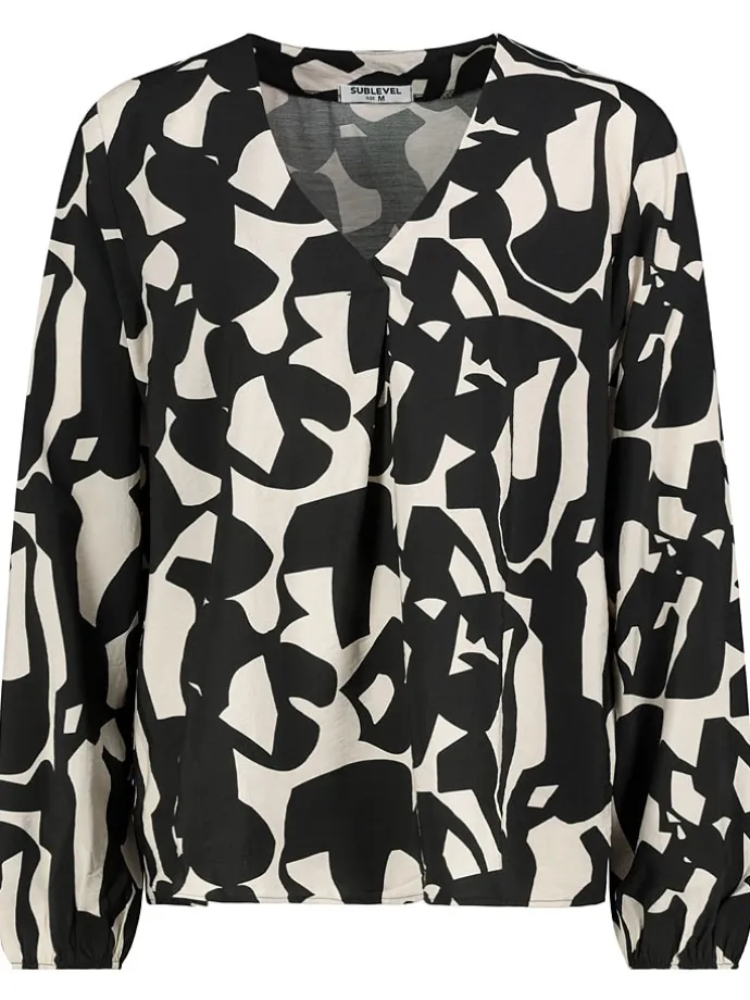 Bluse in Schwarz/ Creme