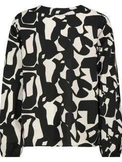 Bluse in Schwarz/ Creme