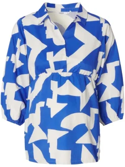 Bluse Mayte in Graphic Blue Print