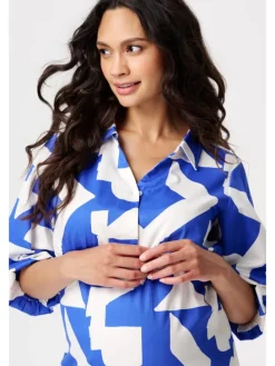 Bluse Mayte in Graphic Blue Print