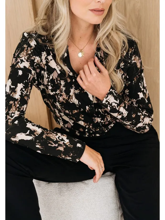 Bluse "Vayen" in Schwarz/ Braun