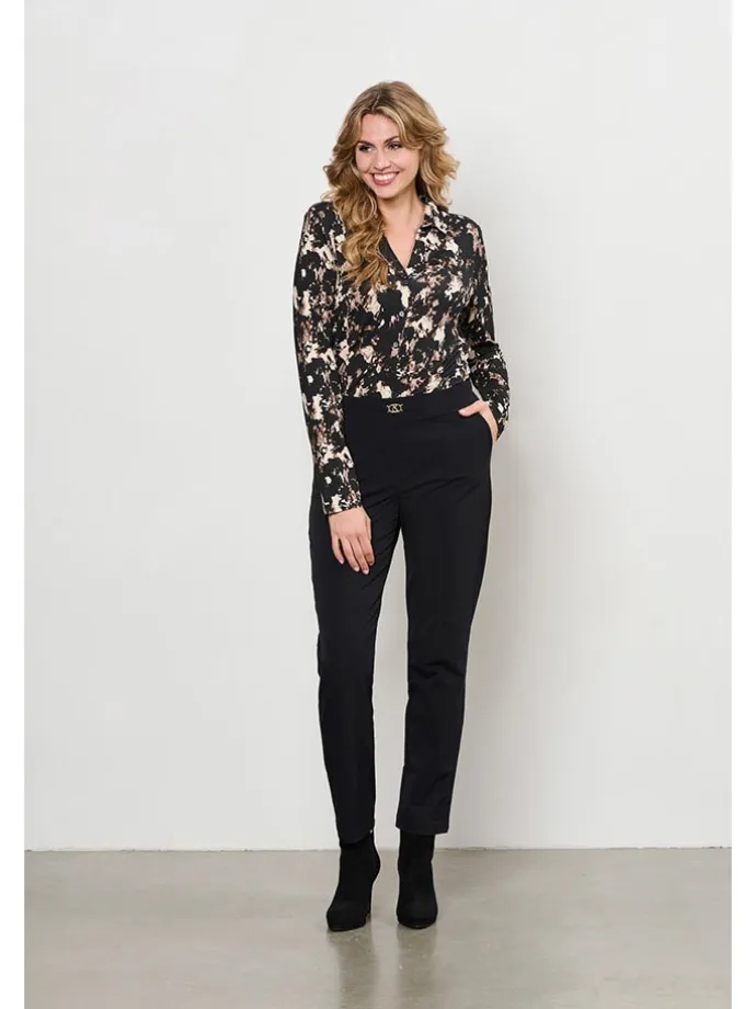 Bluse "Vayen" in Schwarz/ Braun