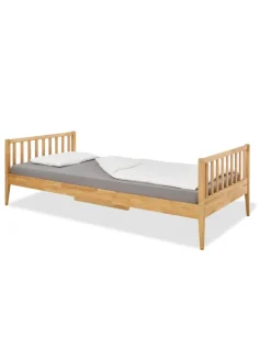 Bodenbett Eik, 90 x 200 cm, Eiche geölt, 208 x 98 x 44 cm