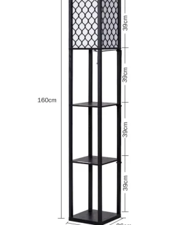 Bodenlampe mit Regal in Schwarz