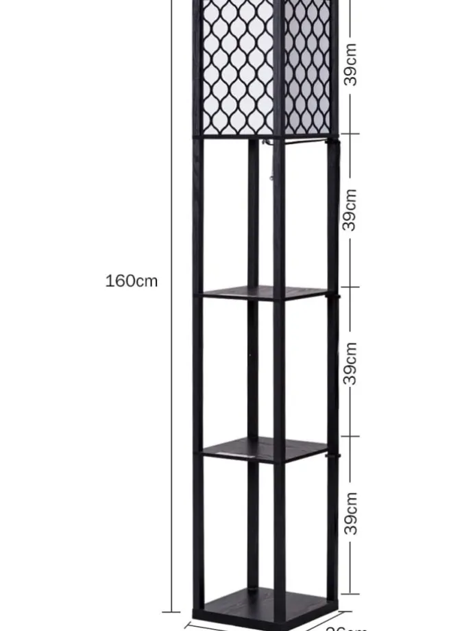 Bodenlampe mit Regal in Schwarz
