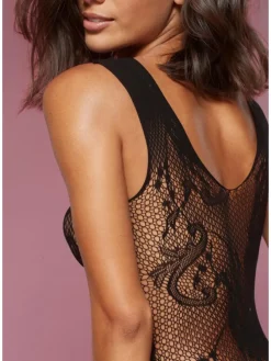 Bodystocking-Ouvert in schwarz