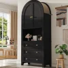 Bogenschrank in Schwarz mit Schubladen Türen und offenem Regal Hoch