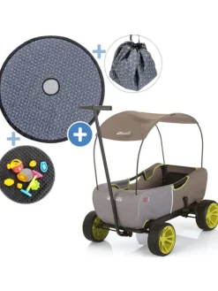 Bollerwagen Eco Mobil - faltbar mit Dach, in gruen,grau