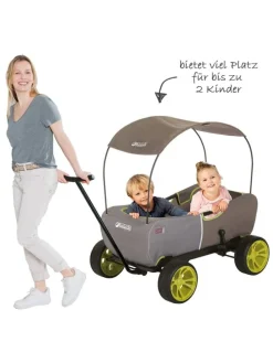 Bollerwagen Eco Mobil Forest Green - faltbar in grau,beige