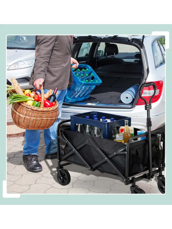 Bollerwagen in Schwarz - (B)74 x (H)95 x (T)48 cm