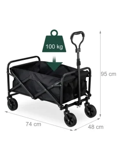 Bollerwagen in Schwarz - (B)74 x (H)95 x (T)48 cm