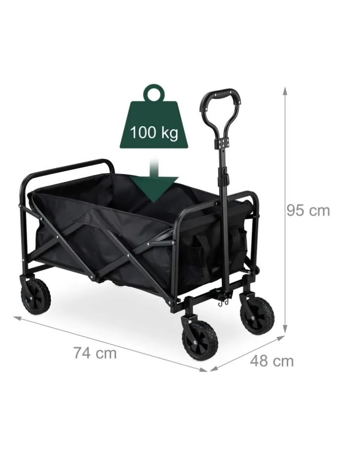 Bollerwagen in Schwarz - (B)74 x (H)95 x (T)48 cm