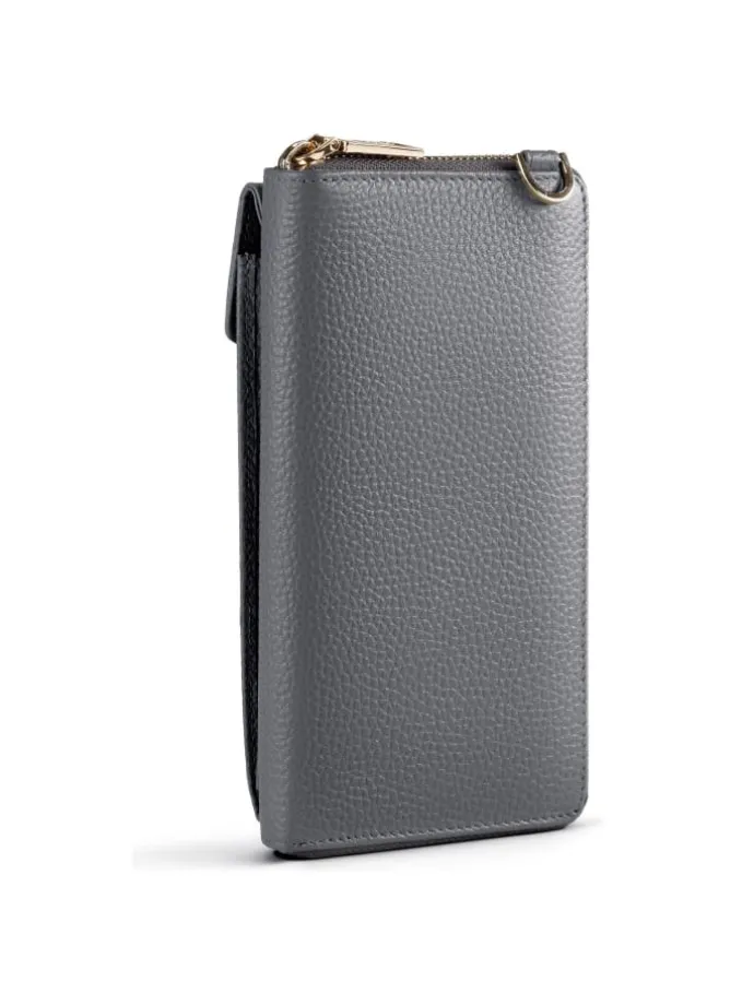 Bologna Leather Handytasche Leder 11 cm in grey-2