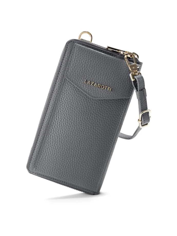 Bologna Leather Handytasche Leder 11 cm in grey-2