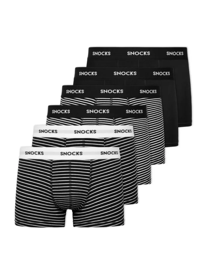Boxershorts aus Bio-Baumwolle 6 Stück in Schwarze Streifen