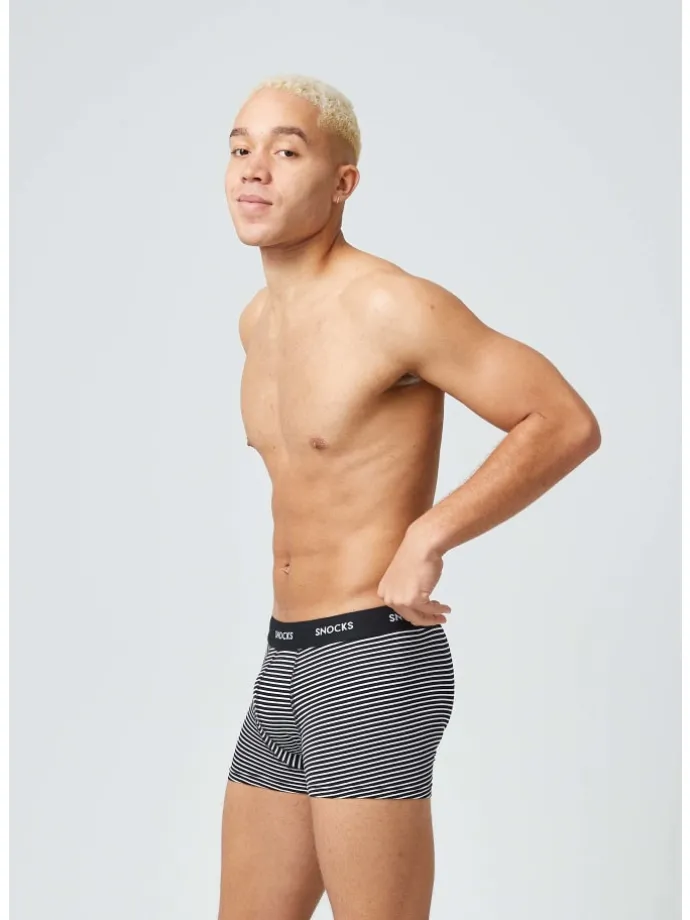 Boxershorts aus Bio-Baumwolle 6 Stück in Schwarze Streifen