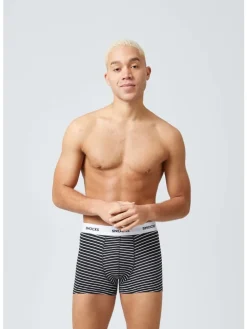 Boxershorts aus Bio-Baumwolle 6 Stück in Schwarze Streifen