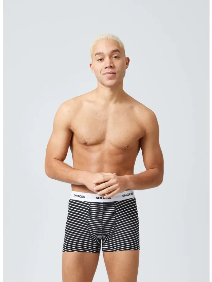Boxershorts aus Bio-Baumwolle 6 Stück in Schwarze Streifen