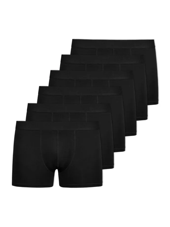 Boxershorts ohne Logo aus Bio-Baumwolle 6 Stück in Schwarz