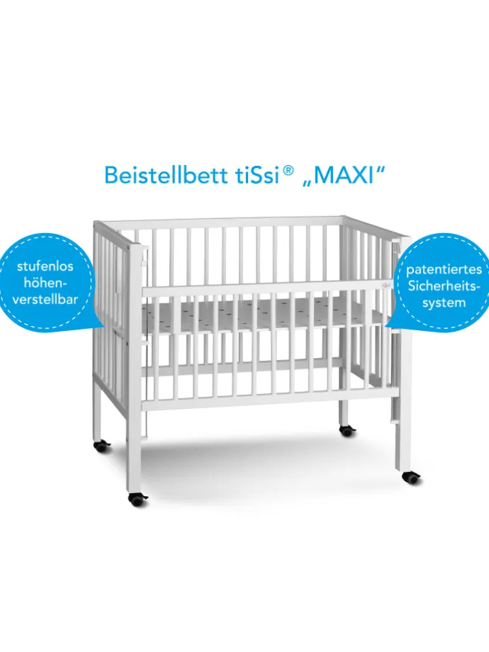 Boxspring Anstellbett "Maxi" in Weiß - 50 x 90cm