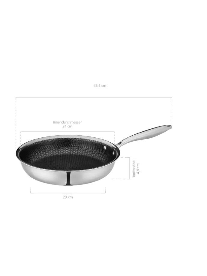 Bratpfanne, Edelstahl Hestia in Schwarz / Silber