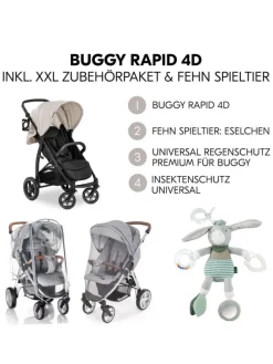 Buggy Rapid 4D (bis 25 kg) - XL Verdeck & in schwarz,beige