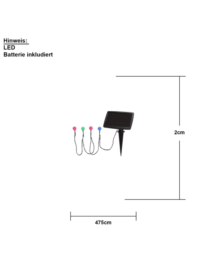 Bunte Solar-Lichterkette ,Globini', 20 kleine Leuchtkugeln, Dämmerungs