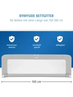 ByMySide Bettgitter 100 cm in Grau ab 18 Monate